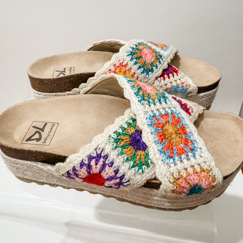 Dirty Laundry Colorful Crochet Platform Sandals